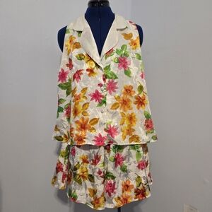 Vintage White Floral Pajama Set Size L
